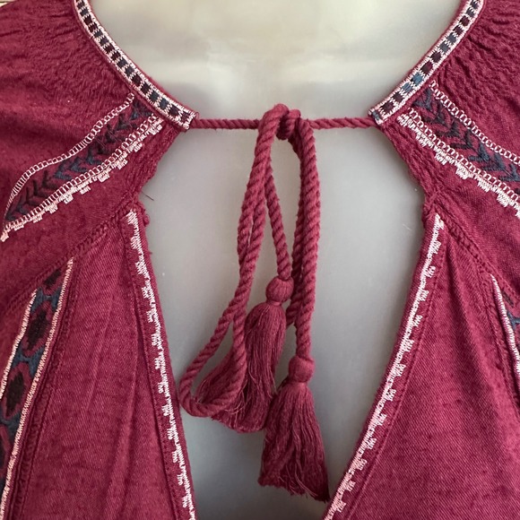 Anthropologie Free People Large All My Life Wine Boho Embroidered Dress Festival - Picture 5 of 16